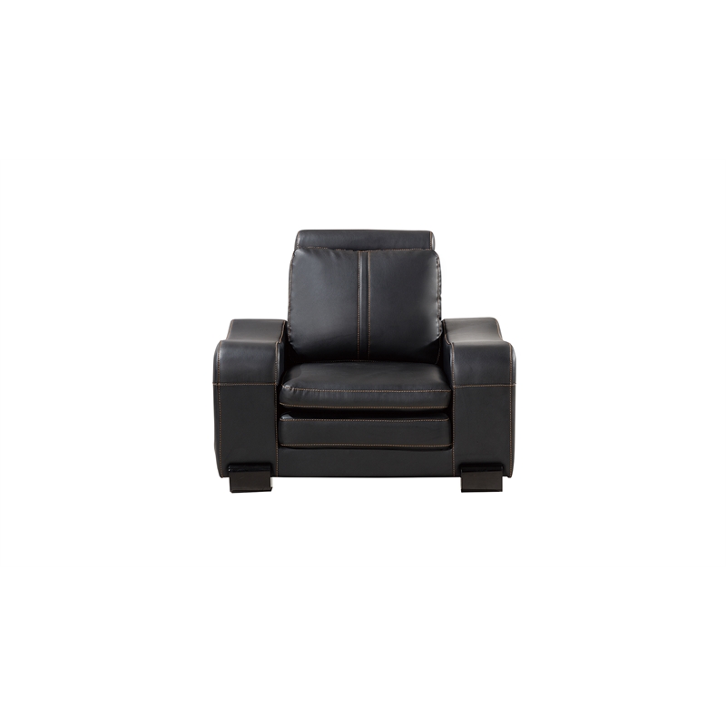 AE210 Black Color and Faux Leather Chair With 1 Ottoman