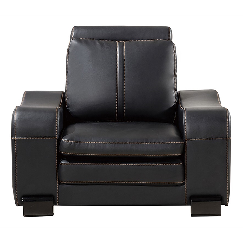 AE210 Black Color and Faux Leather Chair With 1 Ottoman