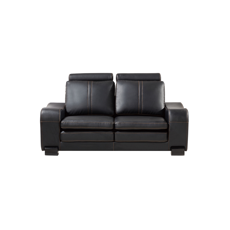 AE210 Black Color With Faux Leather Loveseat
