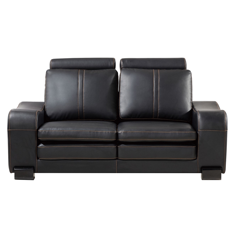 AE210 Black Color With Faux Leather Loveseat