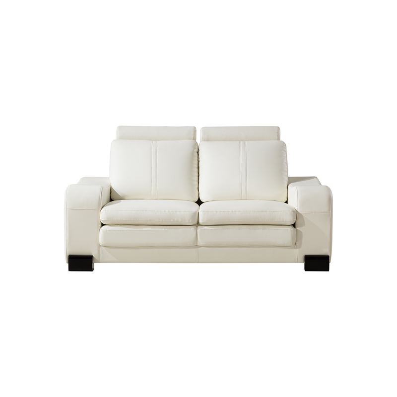 AE210 Ivory Color With Faux Leather Loveseat and 1 Ottoman