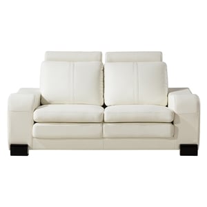 AE210 Ivory Color With Faux Leather Loveseat and 1 Ottoman