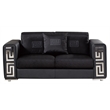 AE223 Black Color With Faux Leather and Fabric Loveseat