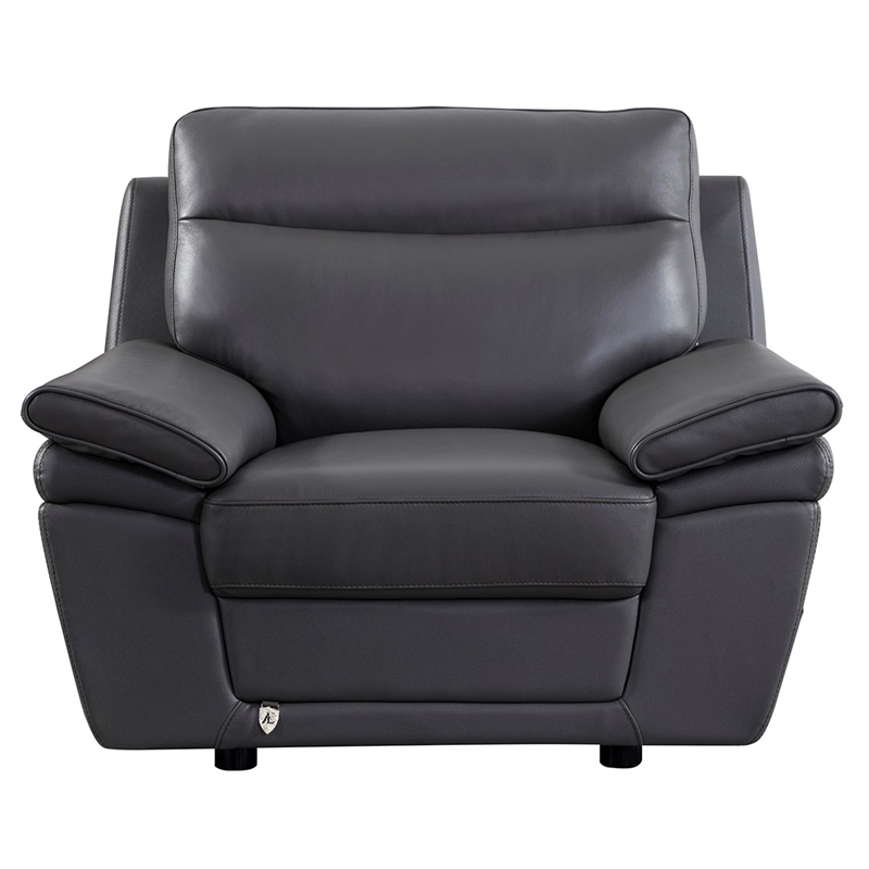 EK092 Gray Color With Italian Leather Chair
