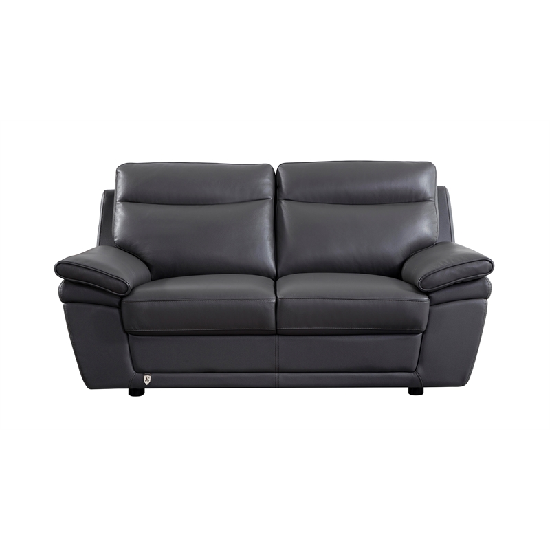 EK092 Gray Color With Italian Leather Loveseat