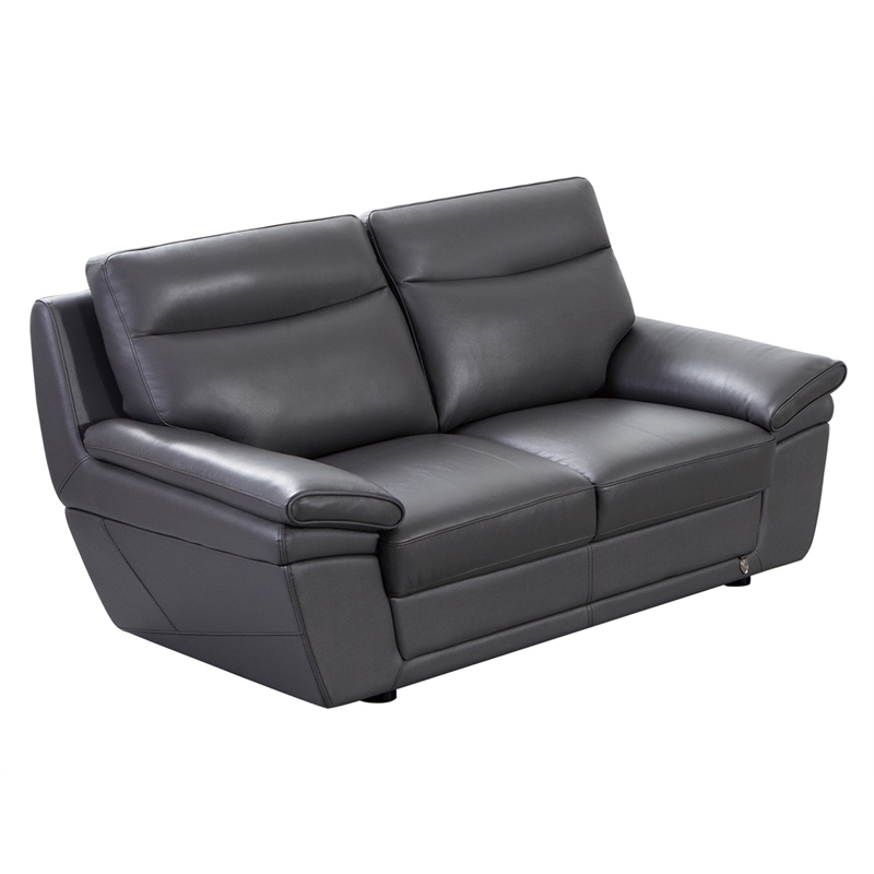 EK092 Gray Color With Italian Leather Loveseat