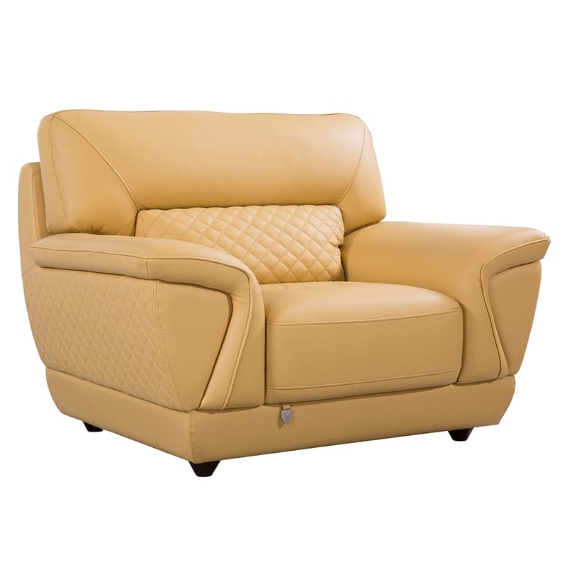 EK099 Yellow Color With Italian Leather Chair