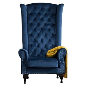 AE506 Blue Color With Velvet Fabric Accent Chair