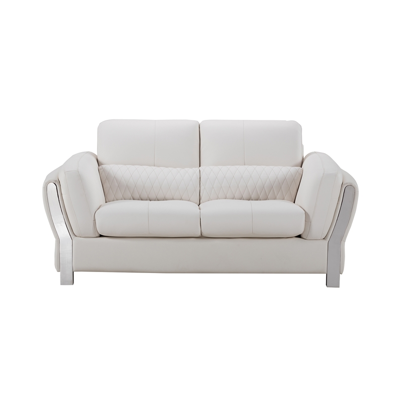AE690 White Color With Microfiber Leather Loveseat