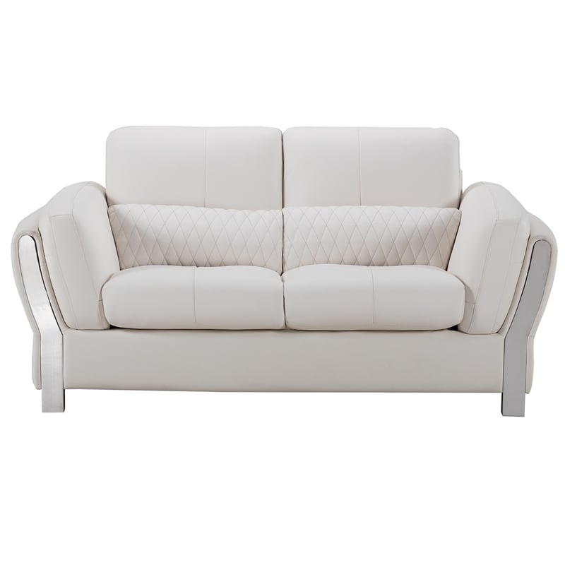 AE690 White Color With Microfiber Leather Loveseat