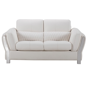 AE690 White Color With Microfiber Leather Loveseat