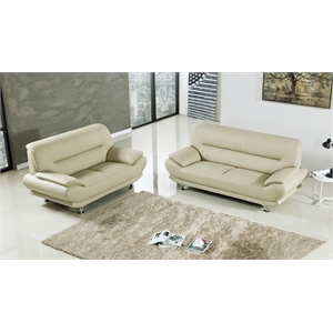 AE709 Cream (Khaki) Love Seat with Faux Leather