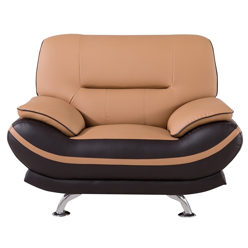 AE709 Light Brown and Dark Brown Color With Chair with Faux Leather