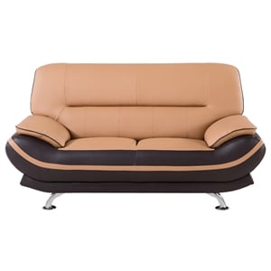 AE709 Light Brown and Dark Brown With Love Seat with Faux Leather