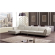 EK-L023 White Color With Italian Leather Sectional - Left Facing Chaise