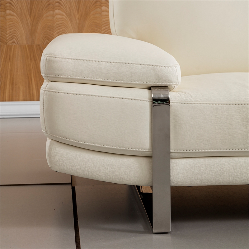EK-L025 White Color With Italian Leather Sectional - Left Facing Chaise