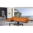 EK-L030 Orange Full Italian Leather Sectional - Left Facing Chaise