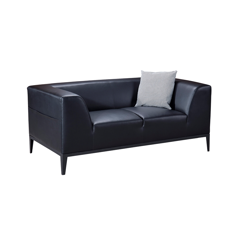 AE-D820 Black Color With Faux Leather Loveseat
