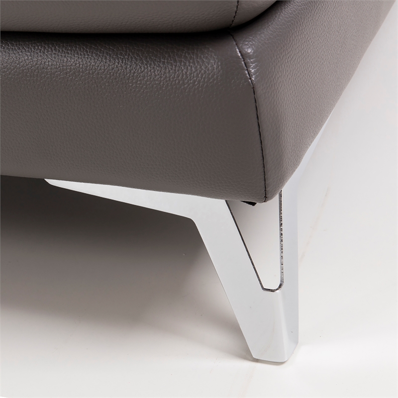 EK-L070 Gray Color With Italian Leather Sectional - Left Facing Chaise