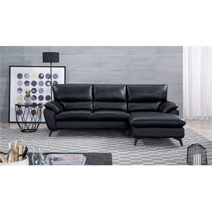 EK-L153L Black Color With Faux Leather and Leather Match-Right Facing Chaise