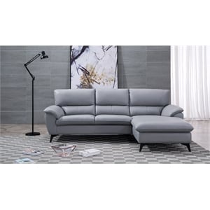 EK-L153L Gray Color With Faux Leather and Leather Match-Right Facing Chaise