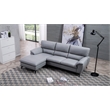EK-L153R Gray Color With Faux Leather and Leather Match-Left Facing Chaise