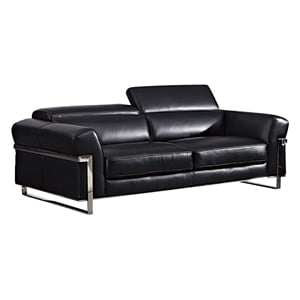 EK012 Black Color With Italian Full Leather Sofa