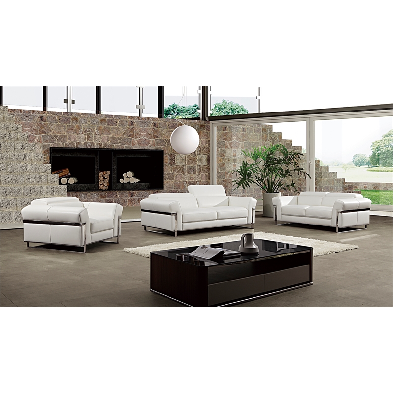EK012 White Color With Italian Full Leather Loveseat
