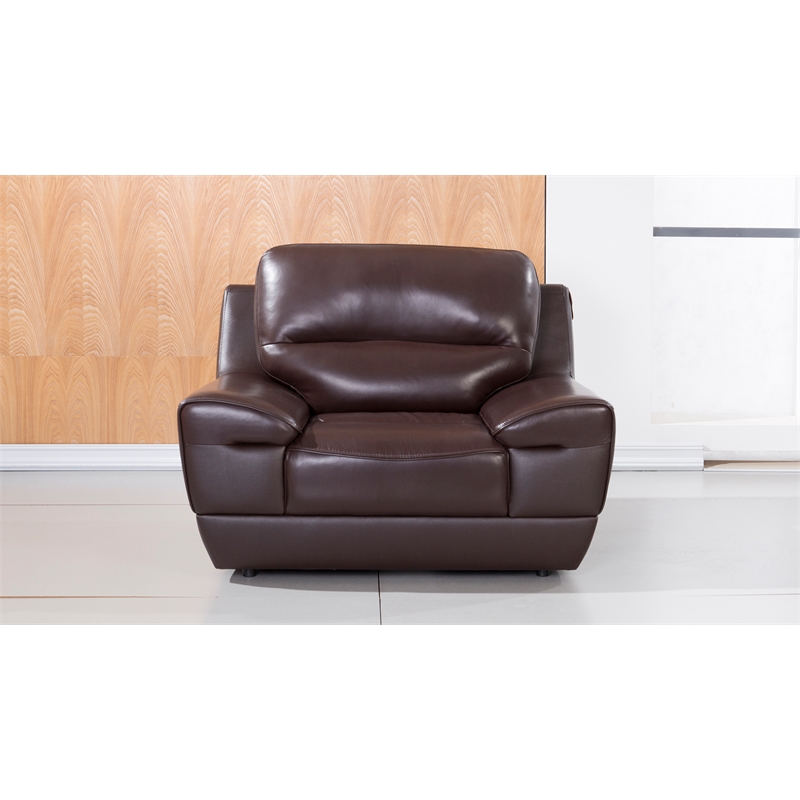 EK018 Dark Brown Color With Italian Leather Chair