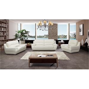EK018 White Color With Italian Leather Loveseat