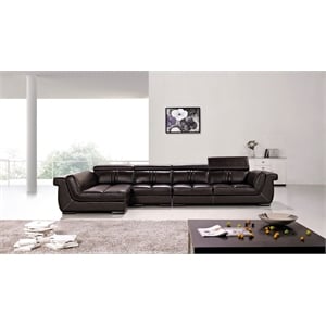 EK-L202 Dark Brown Color With Genuine Leather Sectional - Left Facing Chaise
