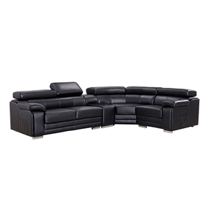 EK-L516 Black Color With Genuine Leather Sectional - Right Facing Chaise