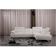 EK-L525L White Color With Top Grain Leather- Right Facing Chaise Sectional