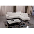 EK-L525L White Color With Top Grain Leather- Right Facing Chaise Sectional