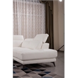 EK-L525L White Color With Top Grain Leather- Right Facing Chaise Sectional