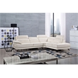 EK-L525L White Color With Top Grain Leather- Right Facing Chaise Sectional