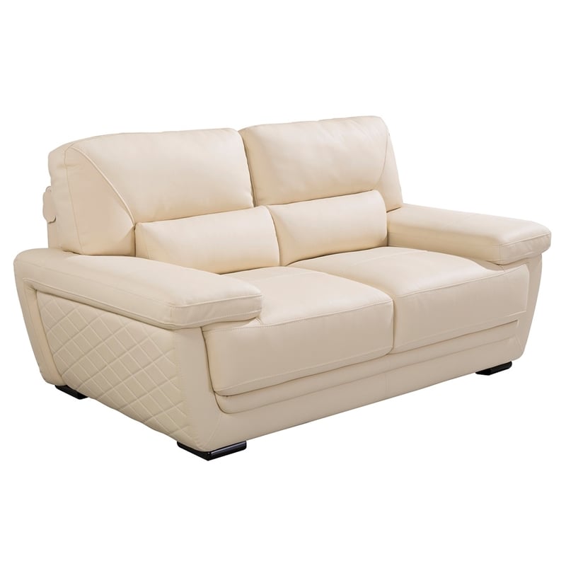 EK019 Cream Color With Italian Leather Loveseat