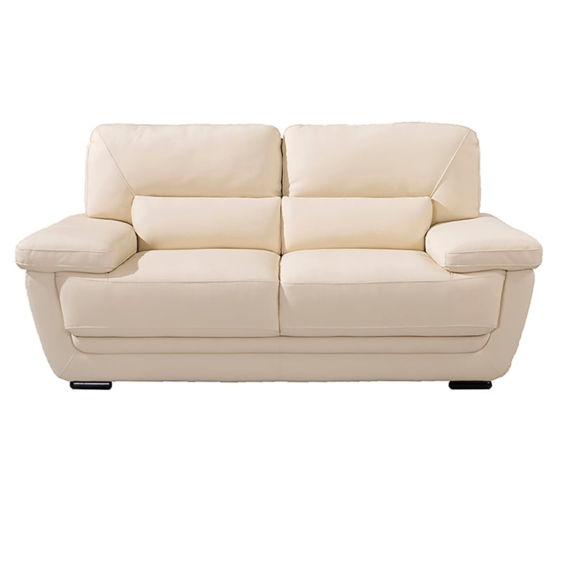 EK019 Cream Color With Italian Leather Loveseat