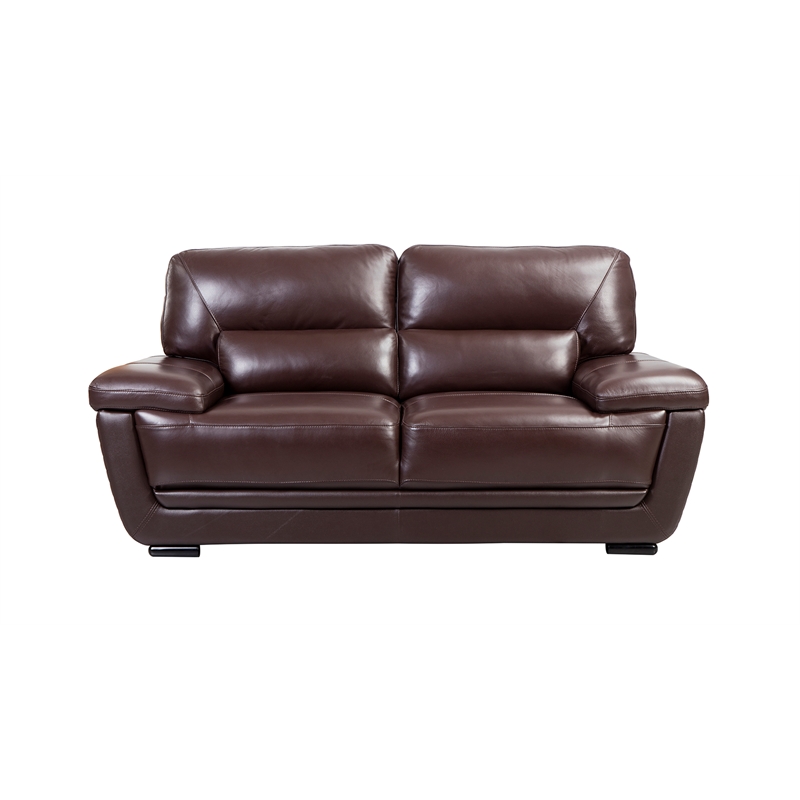EK019 Dark Brown Color With Italian Leather Loveseat