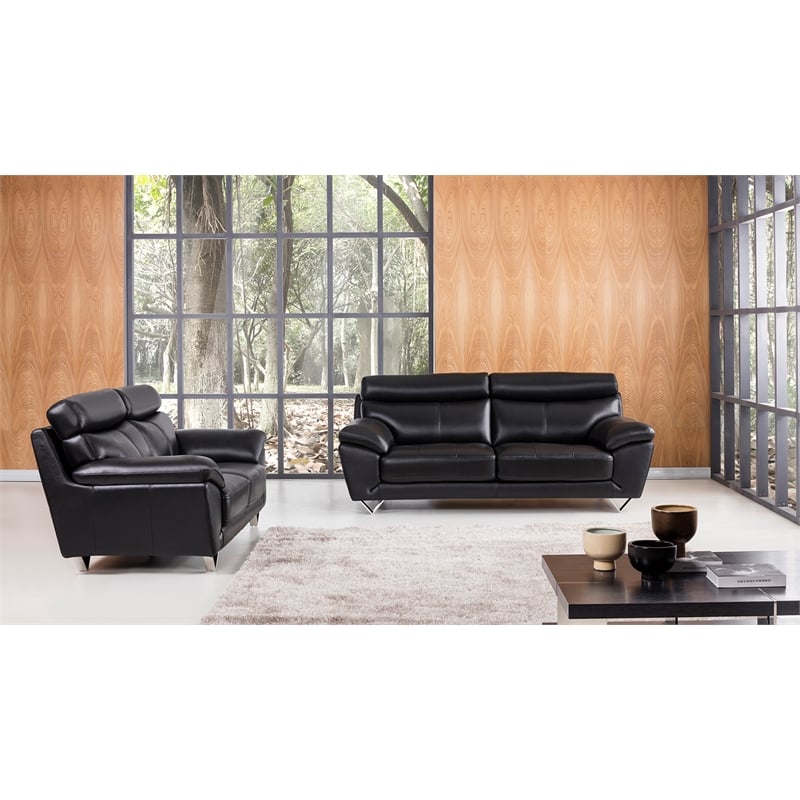 EK078 Black Italian Full Leather Chair