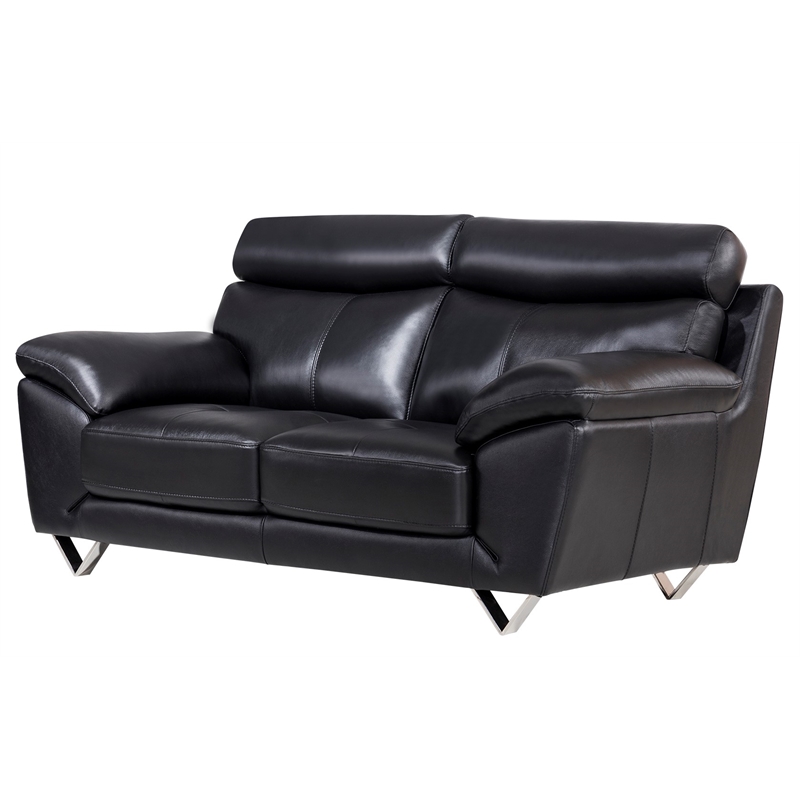 EK078 Black Color With Italian Leather Loveseat