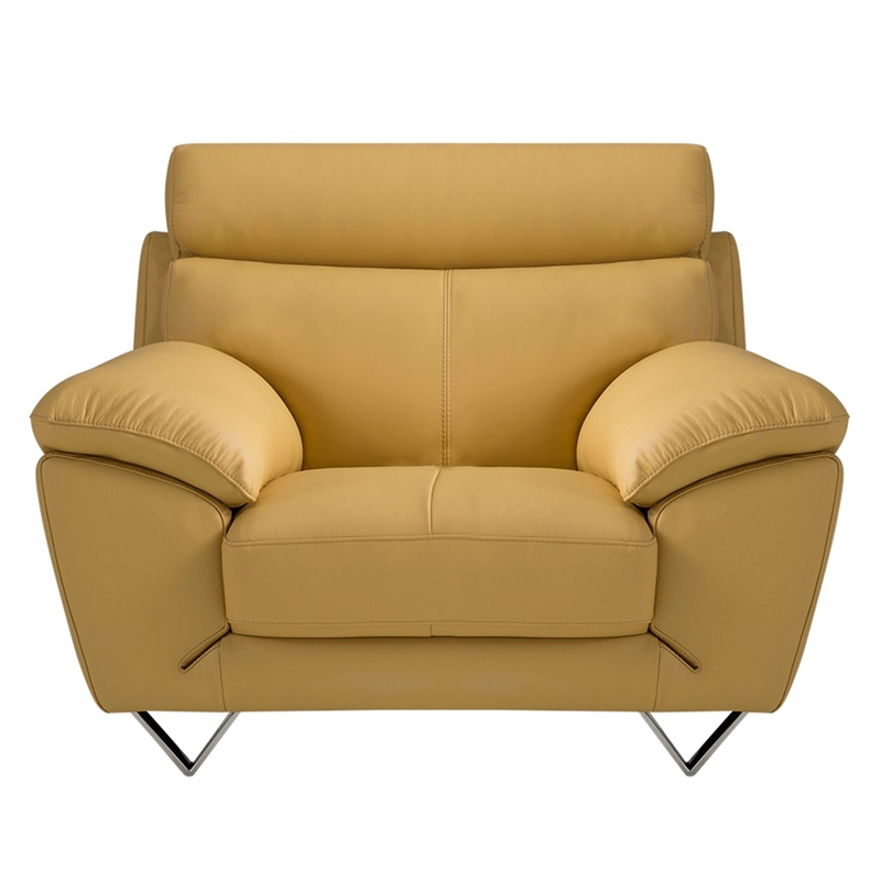 EK078 Yellow Color With Italian Leather Chair