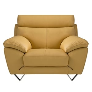 EK078 Yellow Color With Italian Leather Chair