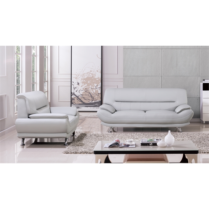AE709-LG-CHR Light Gray Color Chair with Faux Leather