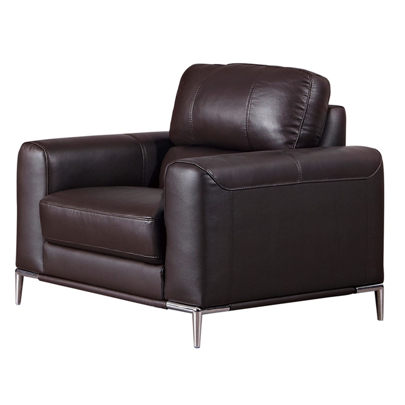 EK016 Dark Chocolate (Brown) Color With Italian Leather Chair