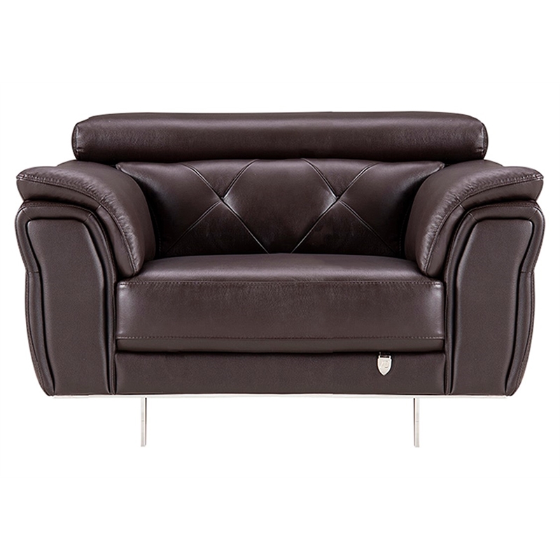 EK068 Dark Chocolate (Brown) Color With Italian Leather Chair