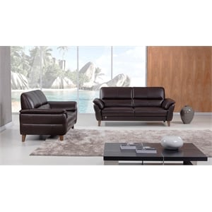 EK073 Dark Chocolate (Brown) Color With Italian Leather Loveseat