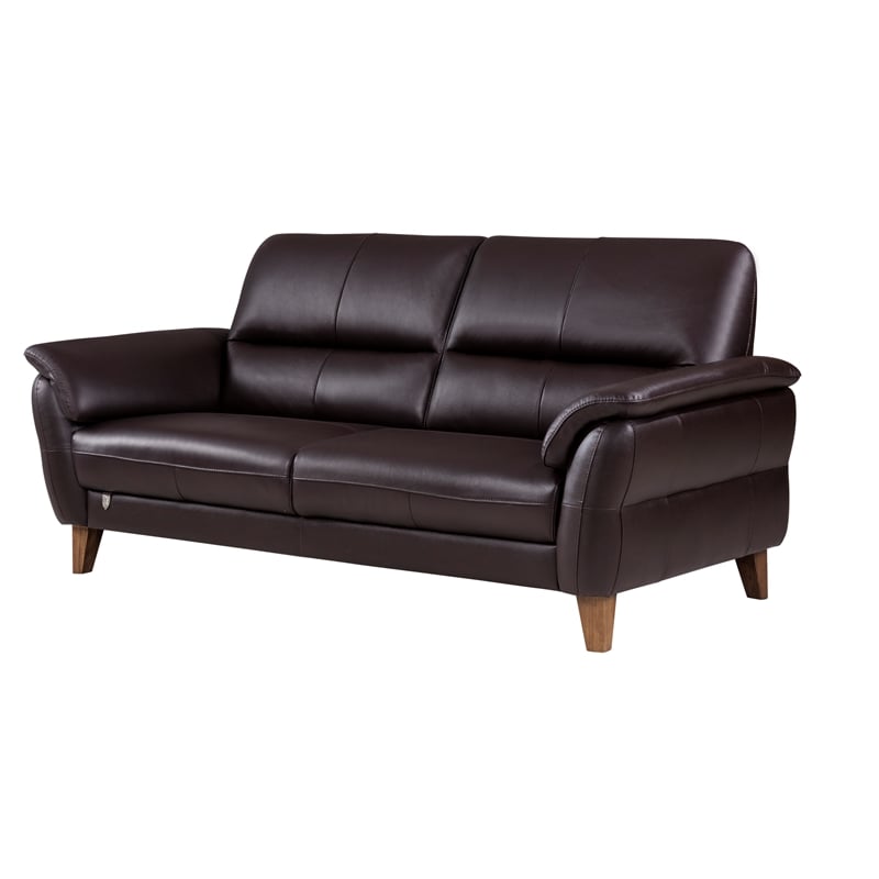 EK073 Dark Chocolate (Brown) Color With Italian Leather Sofa
