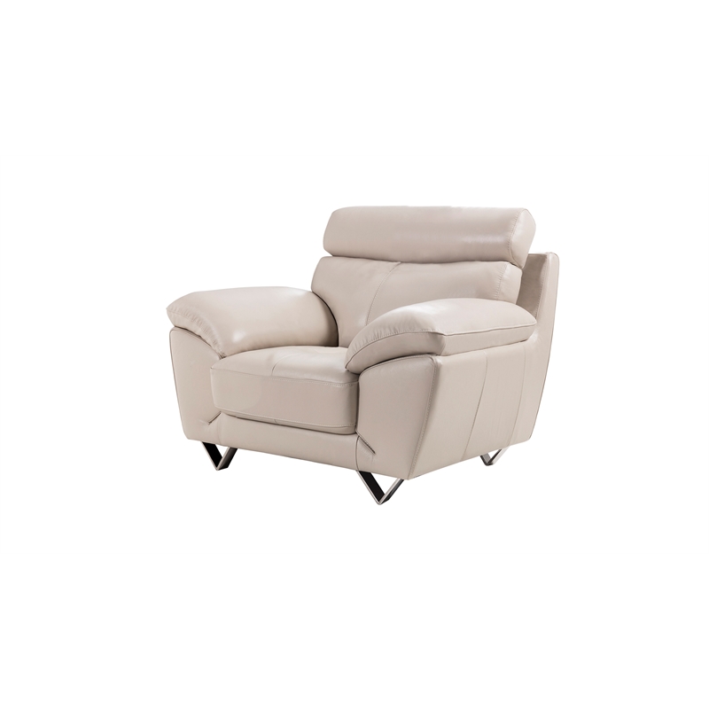 EK078 Light Gray Color With Italian Leather Chair