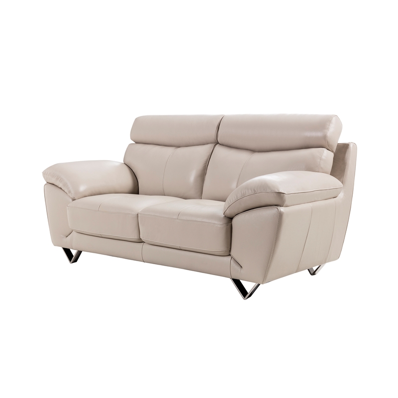 EK078 Light Gray Color With Italian Leather Loveseat